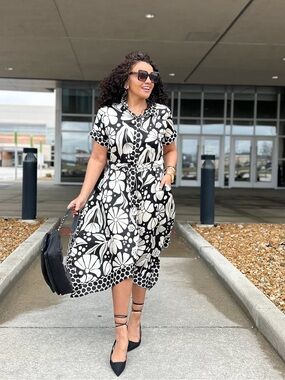 Cato Floral Button-Front Shirt Dress